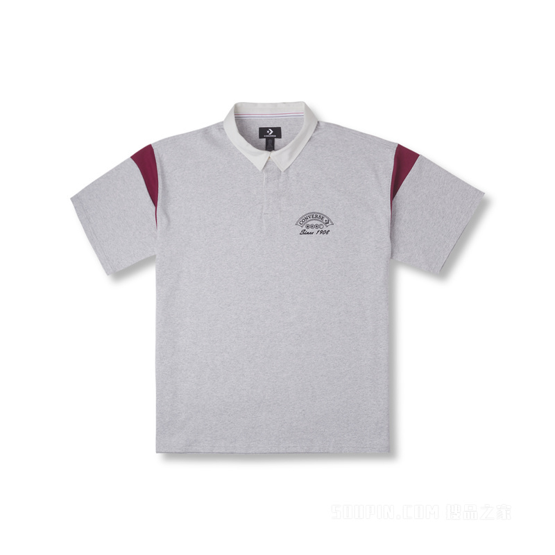 【男子】男简约复古怀旧风polo领T恤 男款 灰色