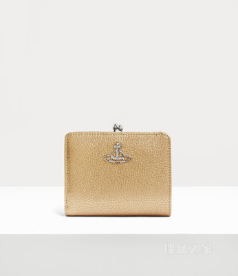 Grain Leather Wallet Frame Pocket