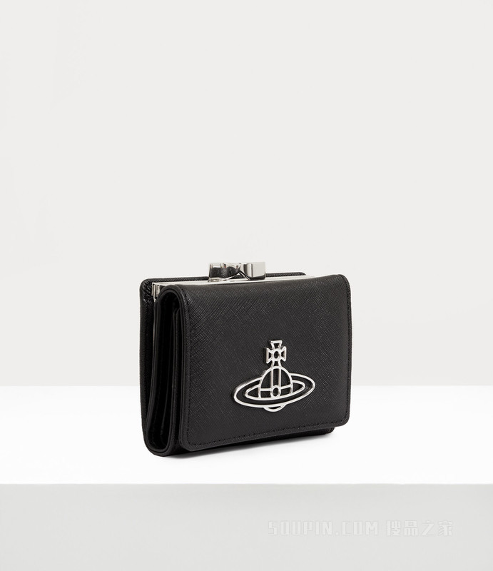 Saffiano Thin Line Small Frame Wallet
