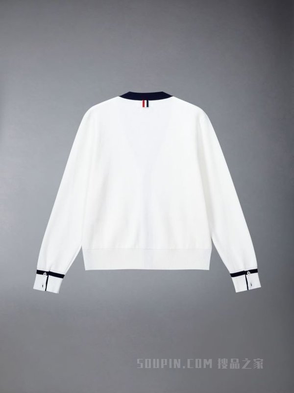 [早秋新品]男士撞色棉质V领针织开衫