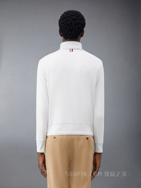 [早秋新品]男士条纹罗纹针织高领衫