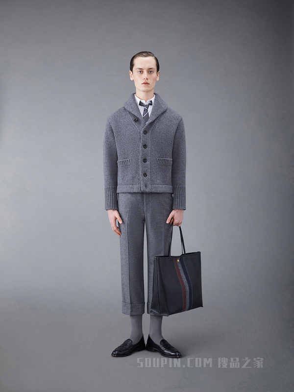 [早秋新品]男士羊绒棒针青果领开衫