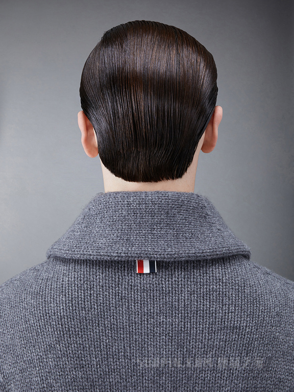 [早秋新品]男士羊绒棒针青果领开衫