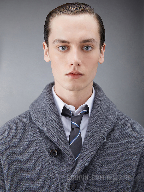 [早秋新品]男士羊绒棒针青果领开衫