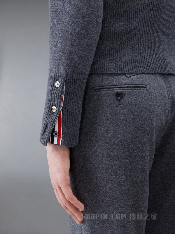 [早秋新品]男士四条纹羊绒短款圆领开衫