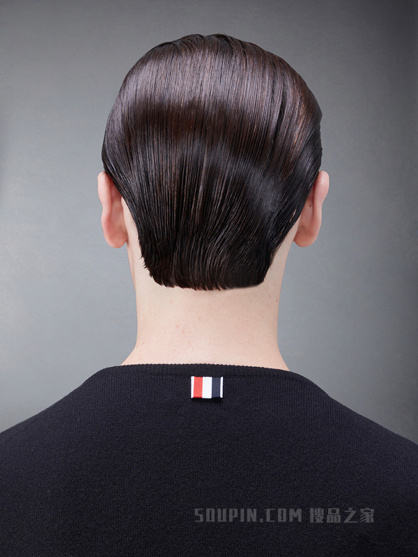 [早秋新品]男士四条纹羊绒短款圆领开衫