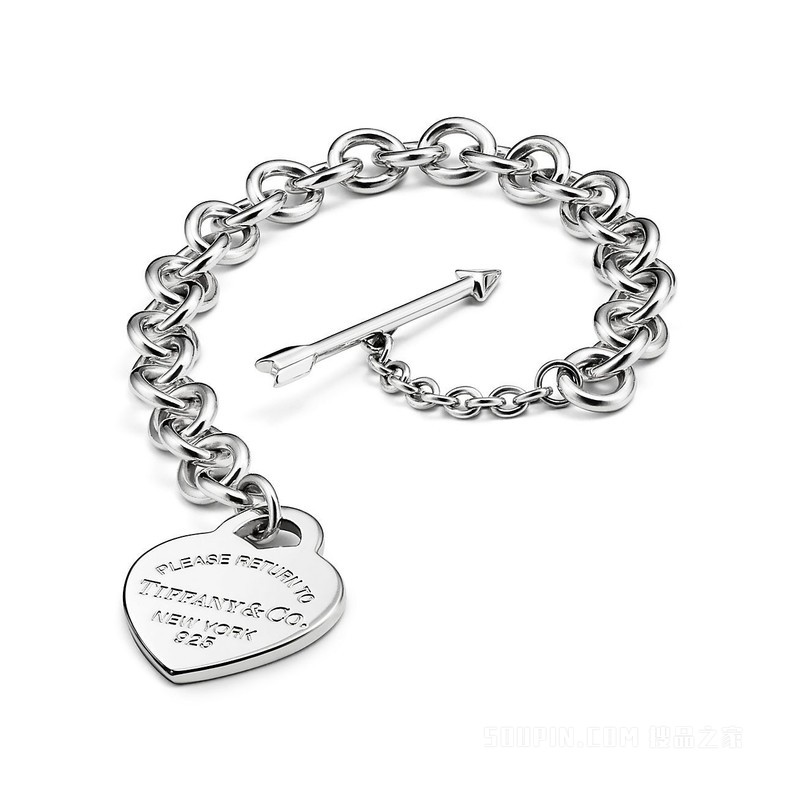 Return to Tiffany™ 系列 Lovestruck Heart Tag 纯银手链，中号