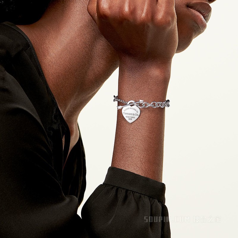 Return to Tiffany™ 系列 Lovestruck Heart Tag 纯银手链，中号