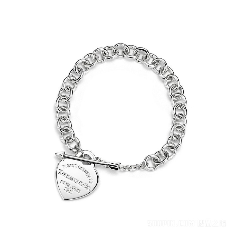 Return to Tiffany™ 系列 Lovestruck Heart Tag 纯银手链，中号
