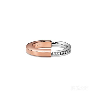 Tiffany Lock 系列 18K 玫瑰金和 18K 白金镶钻戒指