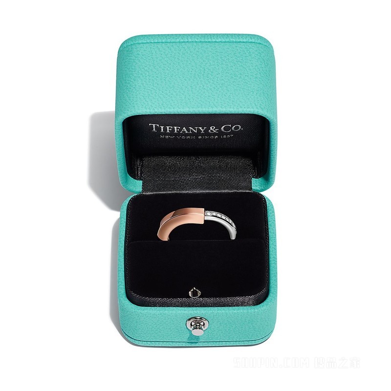 Tiffany Lock 系列 18K 玫瑰金和 18K 白金镶钻戒指