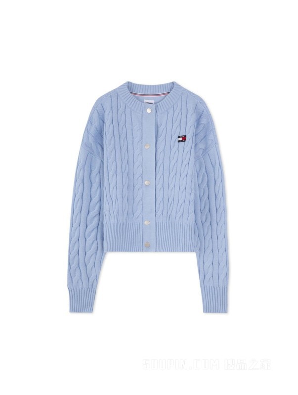 23新款秋冬女美式复古旗标刺绣绞花宽松针织开衫外套16529