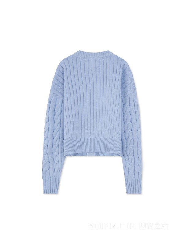 23新款秋冬女美式复古旗标刺绣绞花宽松针织开衫外套16529