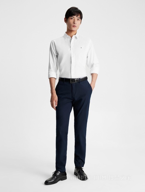 23新款早秋男装丝光棉斜纹绣标垂顺合身长袖衬衫外套31826