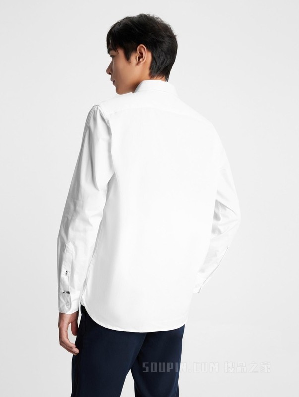 23新款早秋男装丝光棉斜纹绣标垂顺合身长袖衬衫外套31826