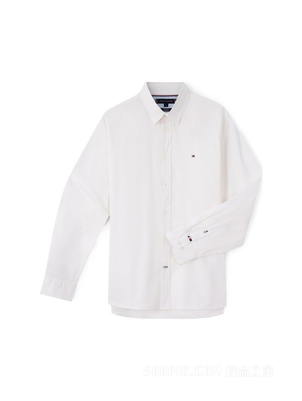 23新款早秋男装丝光棉斜纹绣标垂顺合身长袖衬衫外套31826