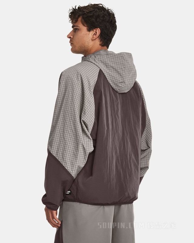 男士UA RUSH梭织1/2拉链连帽上衣