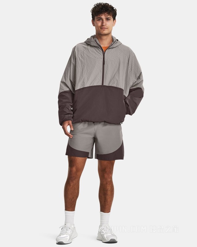 男士UA RUSH梭织1/2拉链连帽上衣