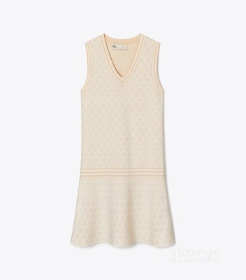 T Monogram 科技针织连衣裙 T Monogram 全新象牙白色