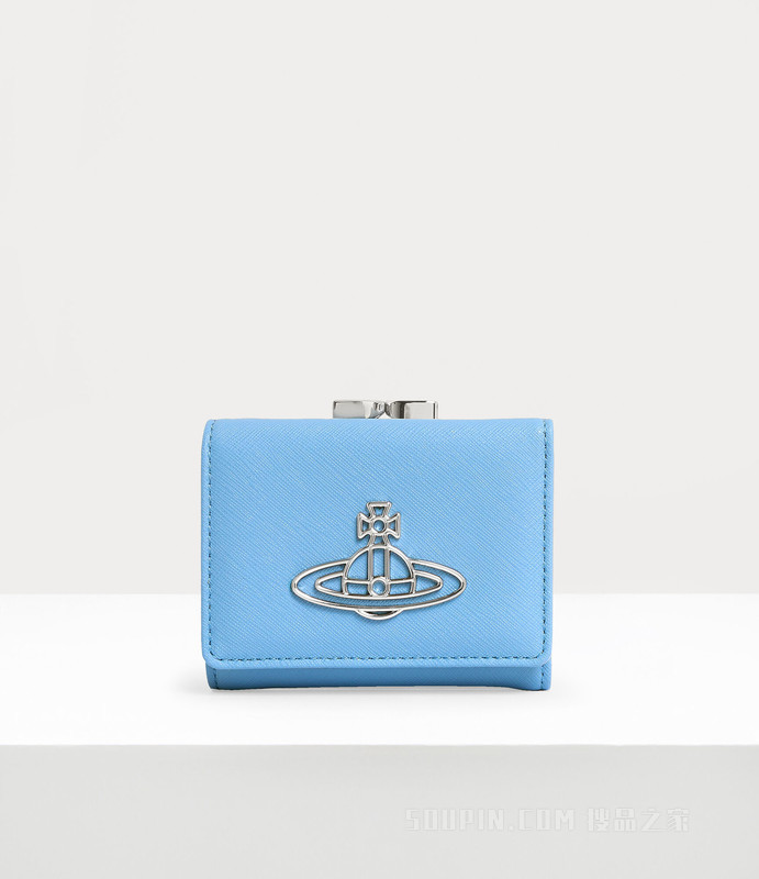 Saffiano Thin Line Small Frame Wallet