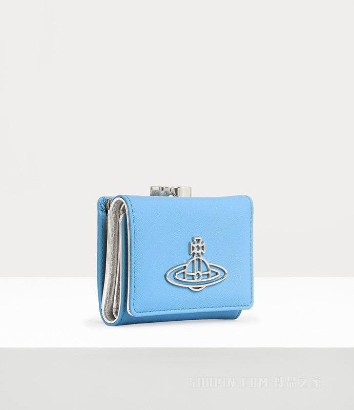 Saffiano Thin Line Small Frame Wallet