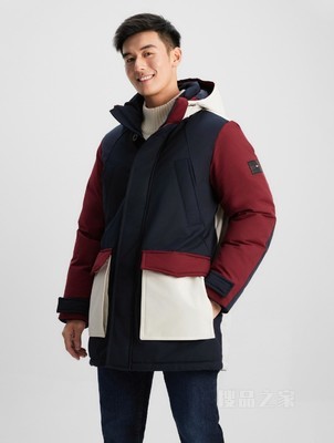 23新款秋冬男装拼色合身连帽鸭绒保暖派克羽绒服外套02547