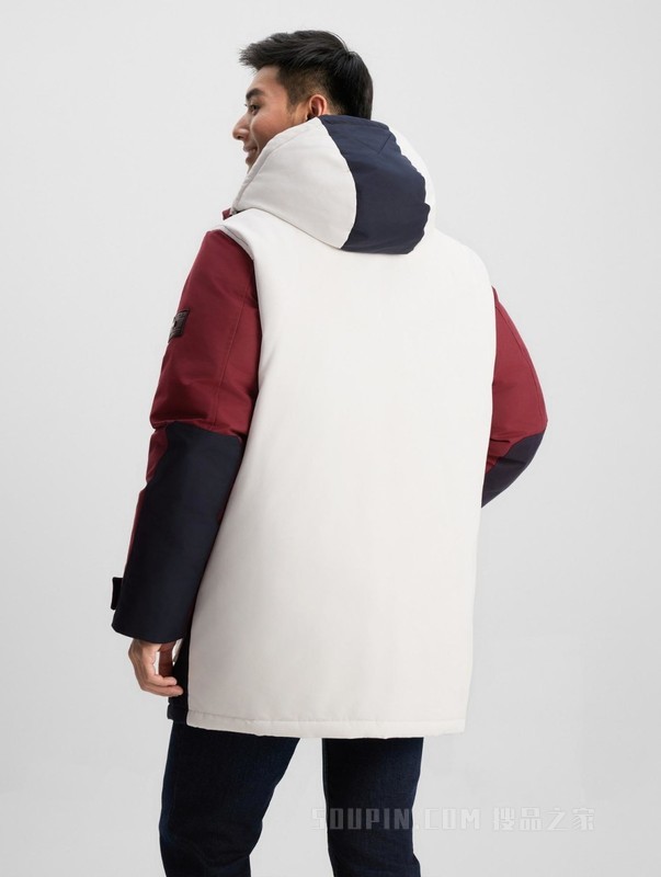 23新款秋冬男装拼色合身连帽鸭绒保暖派克羽绒服外套02547