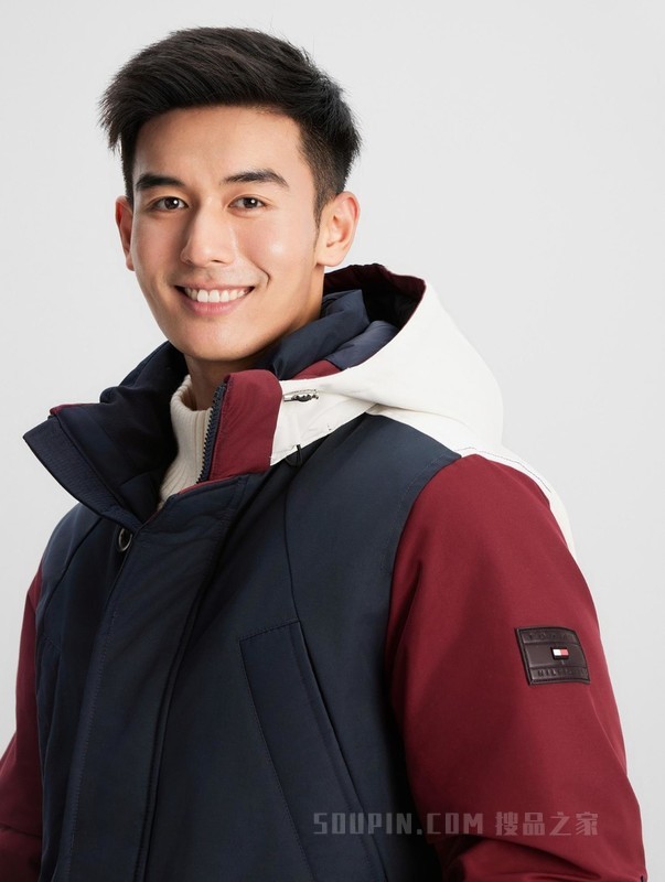 23新款秋冬男装拼色合身连帽鸭绒保暖派克羽绒服外套02547