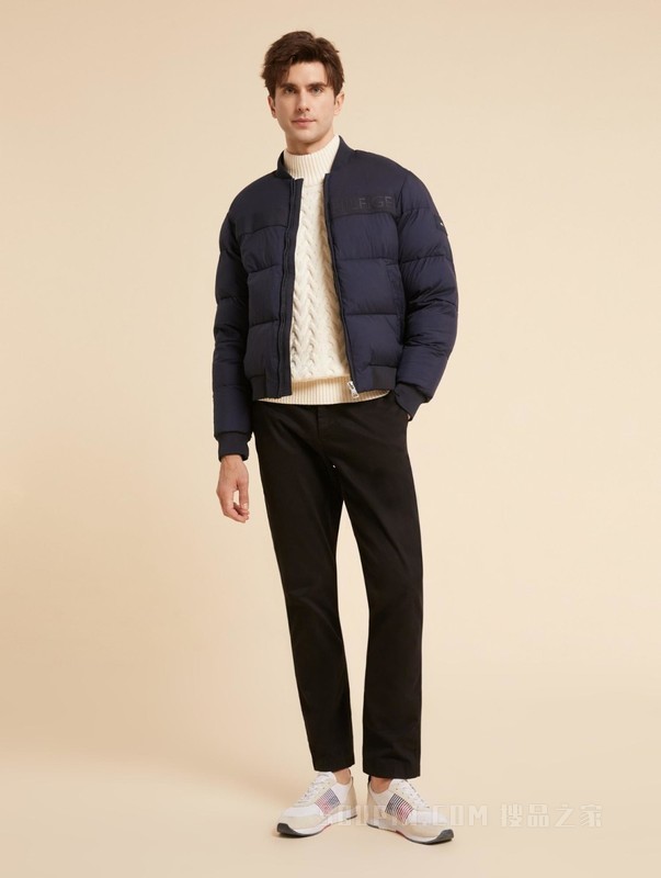 23新款秋冬男装字母织带棒球领合身保暖铺棉夹克外套02540