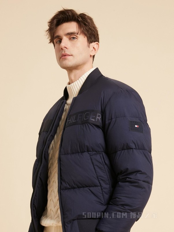 23新款秋冬男装字母织带棒球领合身保暖铺棉夹克外套02540