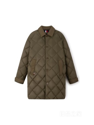 23新款秋冬男装复古菱形格中长款鸭绒保暖合身羽绒服02546