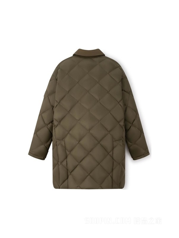 23新款秋冬男装复古菱形格中长款鸭绒保暖合身羽绒服02546