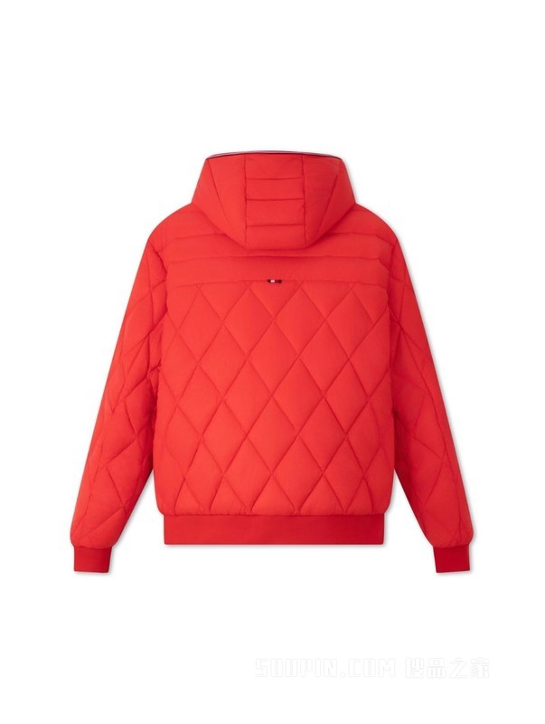 23新款秋冬男菱形格运动合身保暖连帽铺棉夹克外套32766