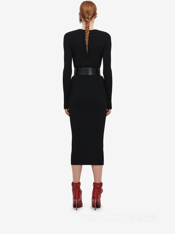 罗纹针织铅笔裙