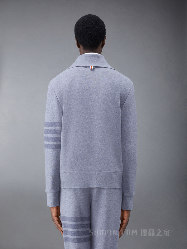 [早秋新品]男士四条纹羊毛回纹织漏斗领套头衫