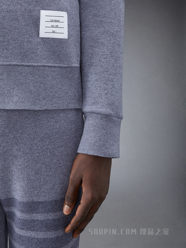 [早秋新品]男士四条纹羊毛回纹织漏斗领套头衫