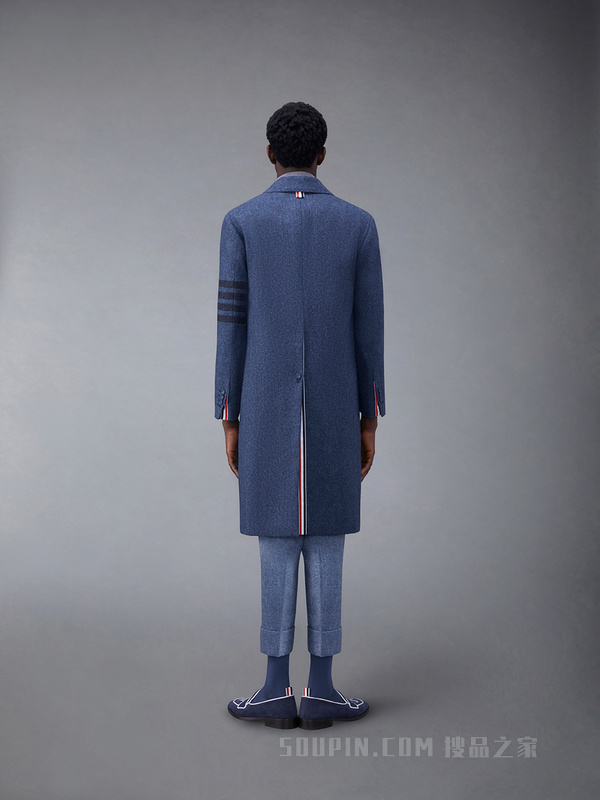 [早秋新品]男士四条纹花呢宽松小方领外套