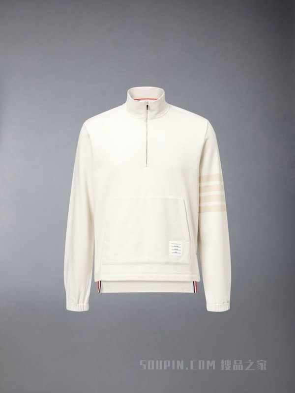 [早秋新品][七夕礼物]男士经典四条纹漏斗领回纹织套