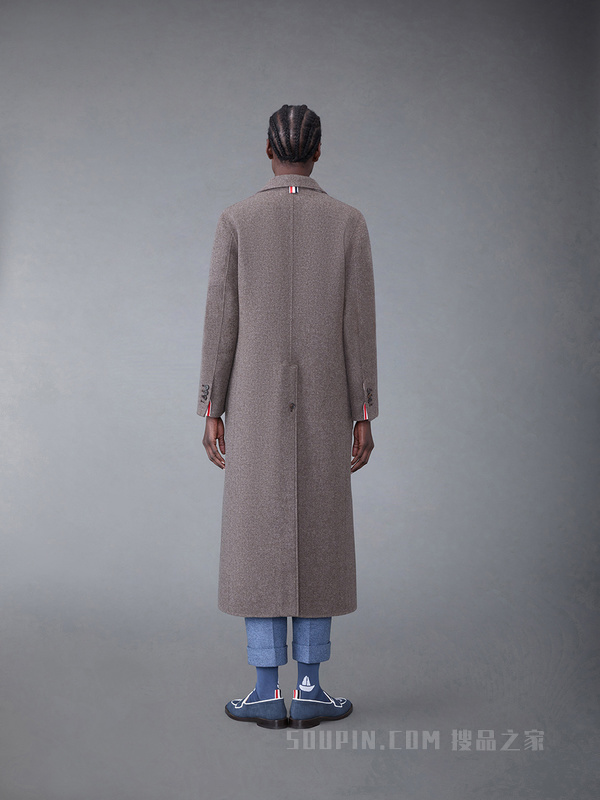 [早秋新品]女士双面麦尔登呢长款贴袋外套