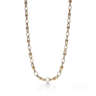 Tiffany HardWear 系列 18K 黄金镶嵌淡水珍珠渐变链环手链