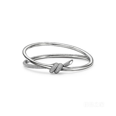 Tiffany Knot 系列 18K 白金镶钻双行手链