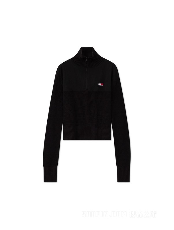 23新款秋冬女装美式街头半拉链合身版螺纹针织衫DW0DW16521