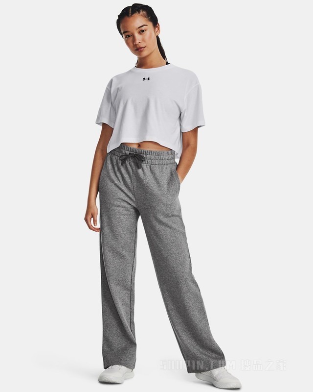 女士UA Rival抓绒直筒长裤