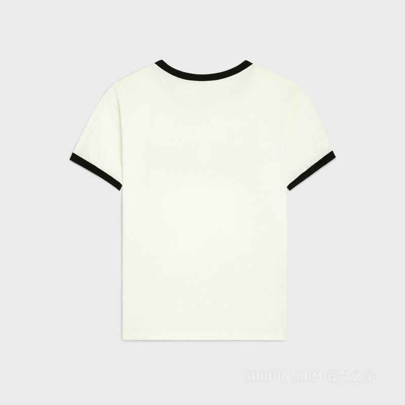 棉质平纹针织宽松T恤 灰白色/黑色-01QF