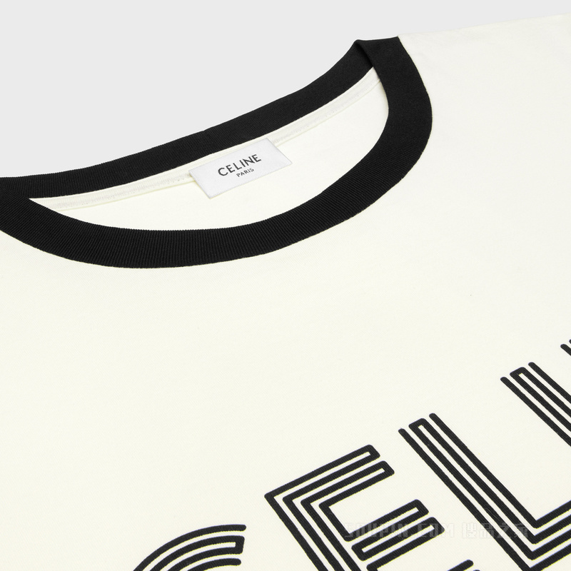 棉质平纹针织宽松T恤 黑色/灰白色-38KX