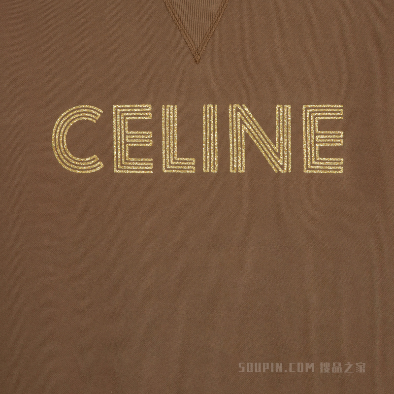 CELINE棉质抓绒宽松卫衣 巧克力色/金色-19CQ