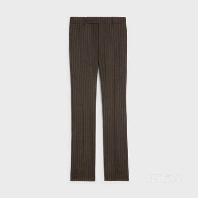 条纹法兰绒喇叭裤 栗色/粉笔白-18MC