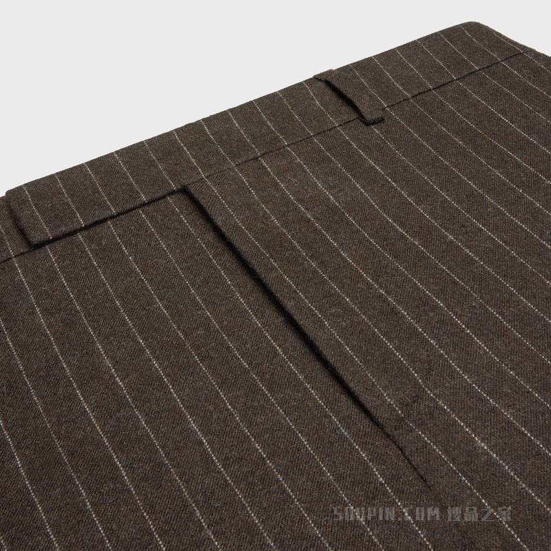 条纹法兰绒喇叭裤 栗色/粉笔白-18MC