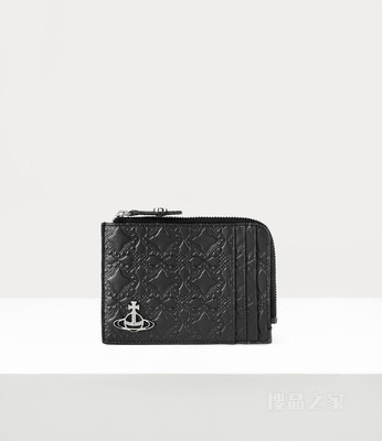 Embossed card holder with zip