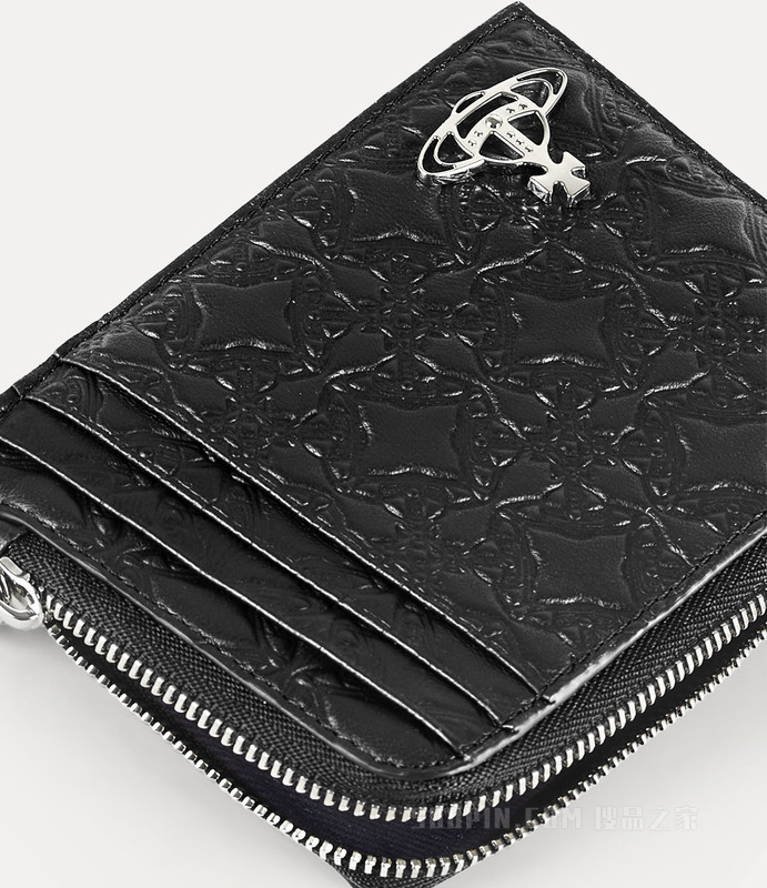 Embossed card holder with zip